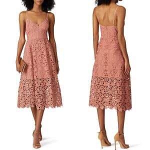 ASTR The Label Pink Knit Lace Overlay A-Line Midi Dress Size XS